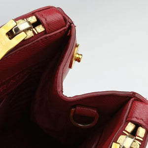 Pre-owned Prada Galleria Red SAFFIANO Leather BN1874 shoulderbag | stylenewstar