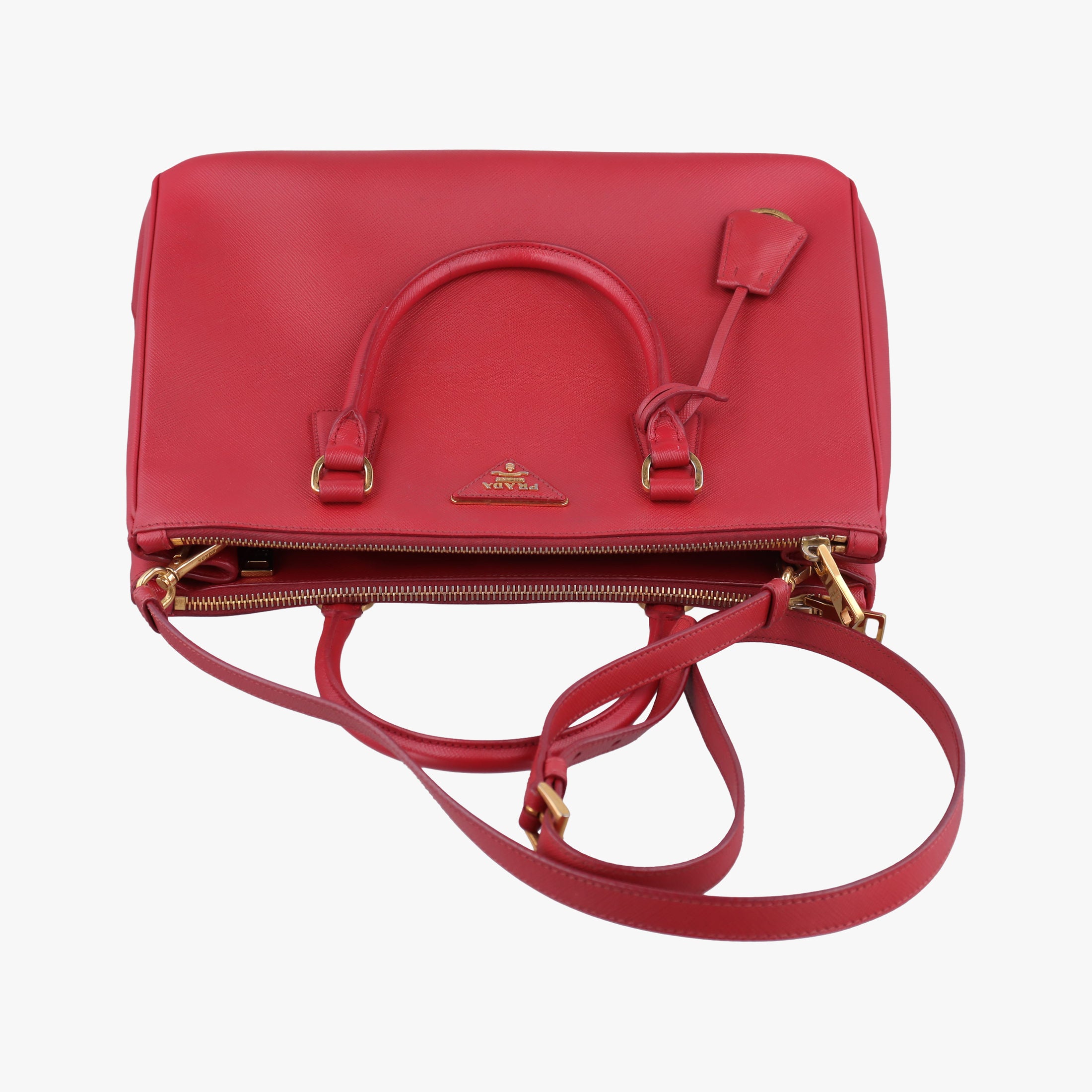 Pre-owned Prada Galleria Red SAFFIANO Leather BN1874 shoulderbag | stylenewstar