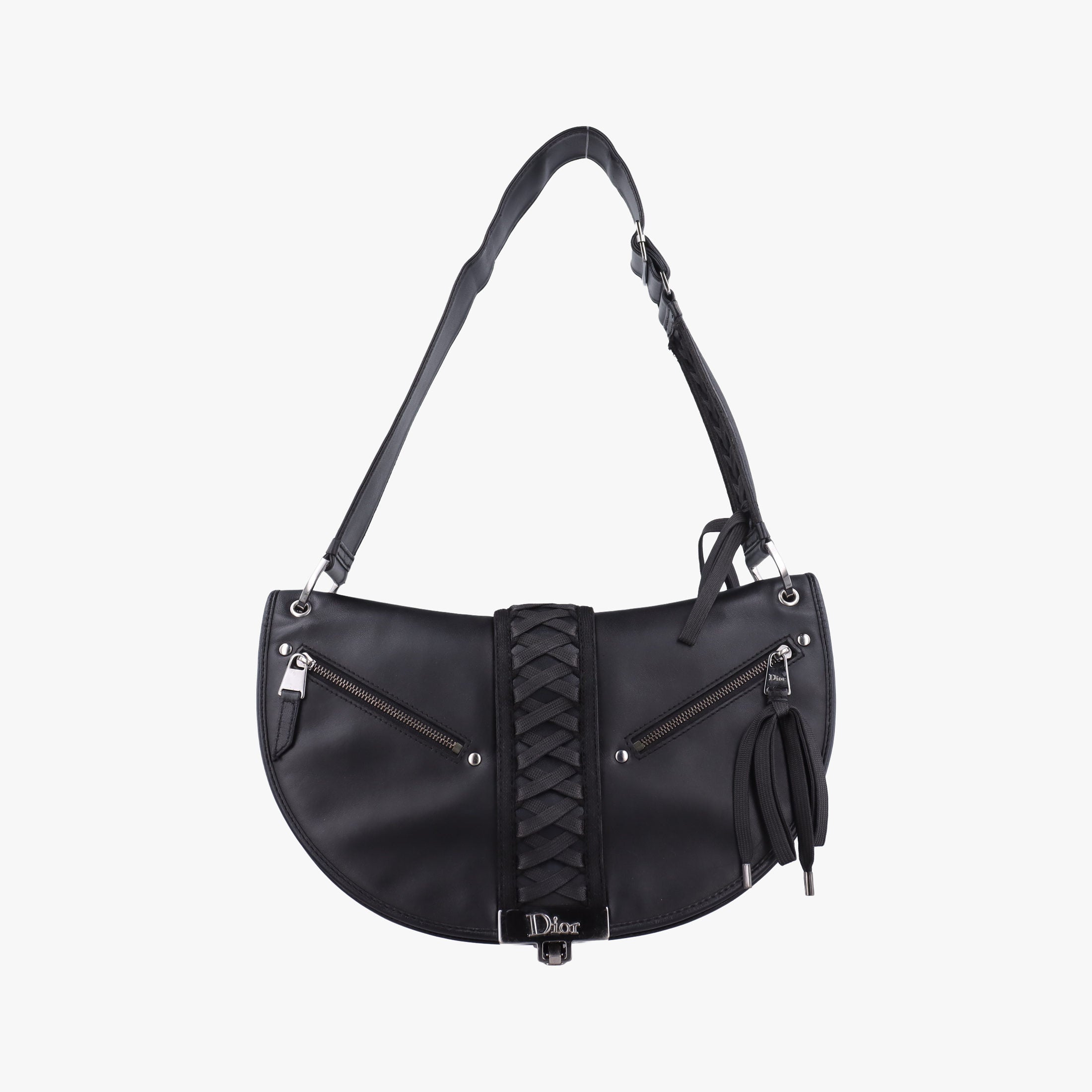 Pre-owned Christian Dior Admit It Corset Hobo Black Leather  handbag | stylenewstar