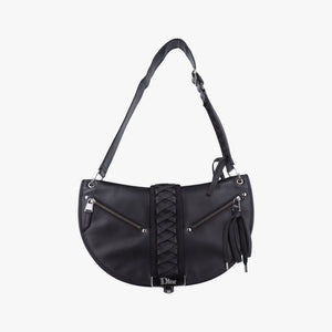 Pre-owned Christian Dior Admit It Corset Hobo Black Leather  handbag | stylenewstar