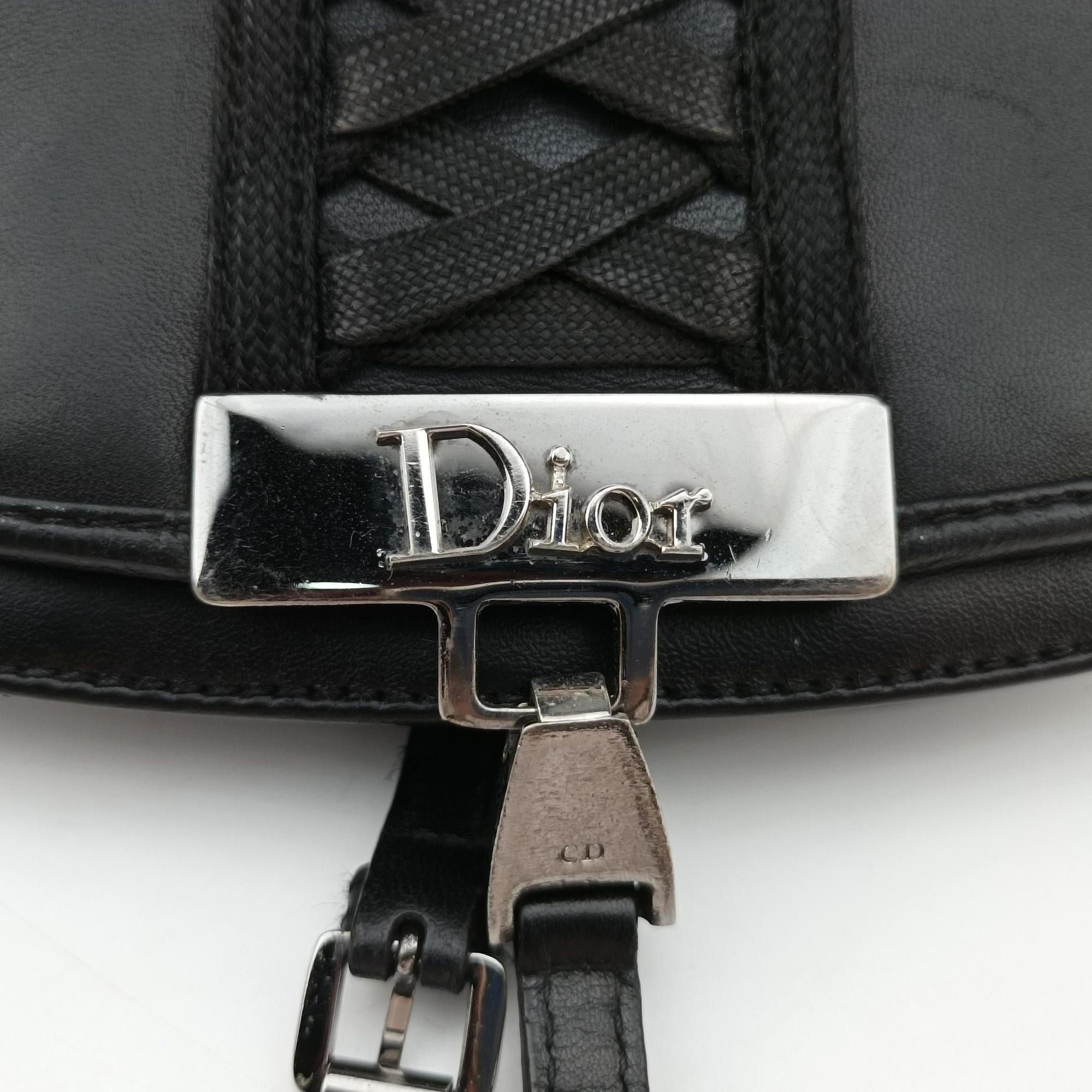 Pre-owned Christian Dior Admit It Corset Hobo Black Leather  handbag | stylenewstar