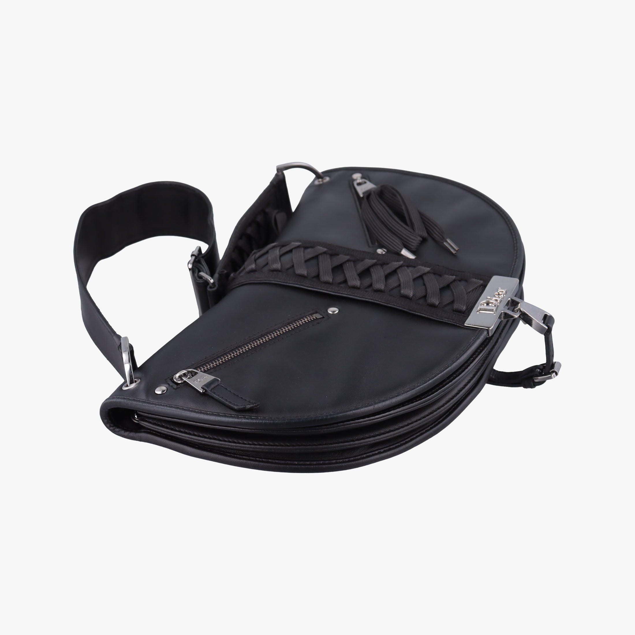 Pre-owned Christian Dior Admit It Corset Hobo Black Leather  handbag | stylenewstar