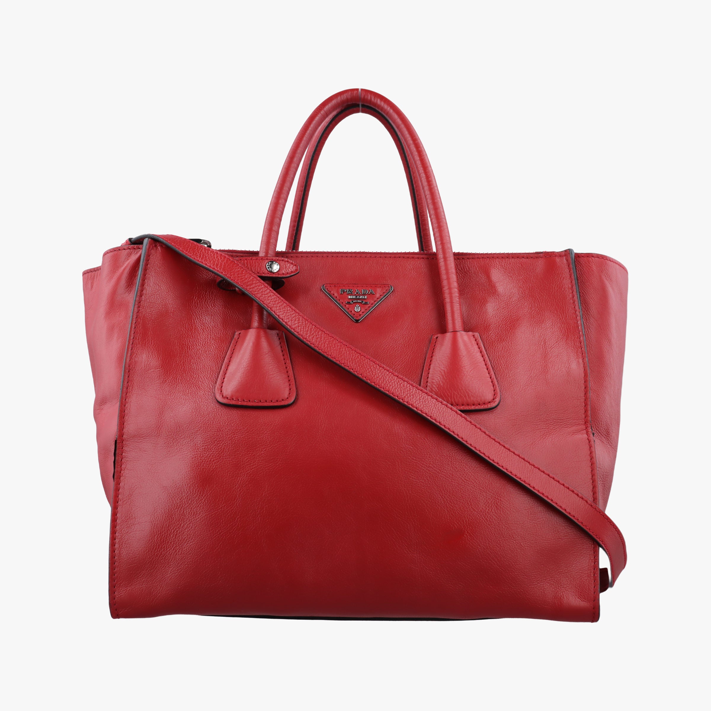 Secondhand Prada Twin Pocket Winged Tote Red Leather BN2619 shoulderbag | stylenewstar