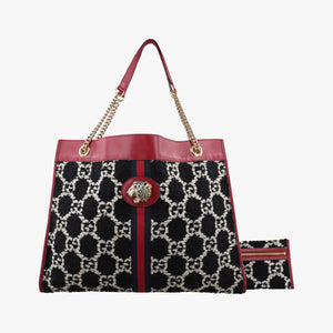 Secondhand Gucci Rajah Black × Red × Multi Tweed×Leather 537219 shoulderbag | stylenewstar