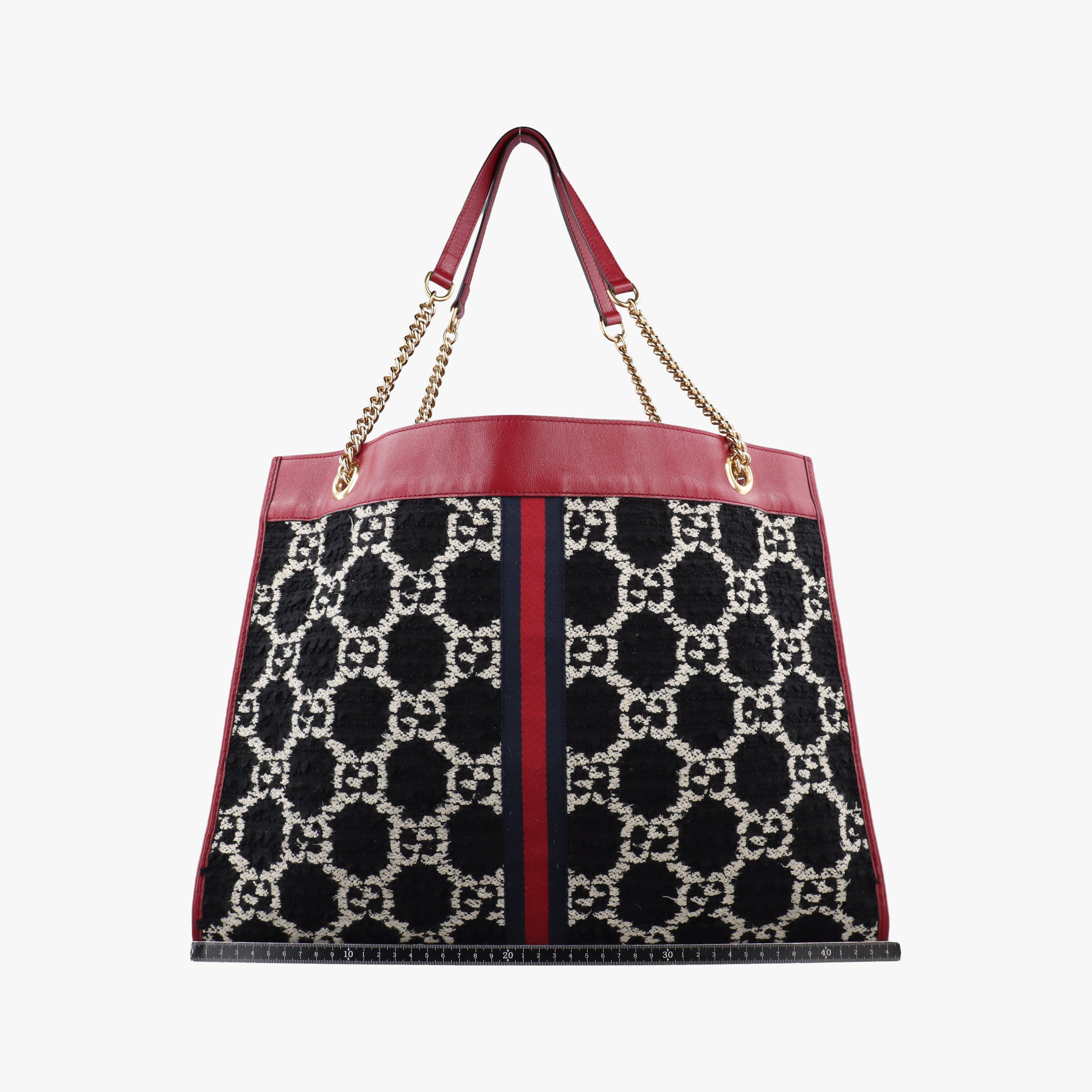 Secondhand Gucci Rajah Black × Red × Multi Tweed×Leather 537219 shoulderbag | stylenewstar