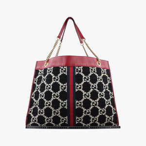 Secondhand Gucci Rajah Black × Red × Multi Tweed×Leather 537219 shoulderbag | stylenewstar