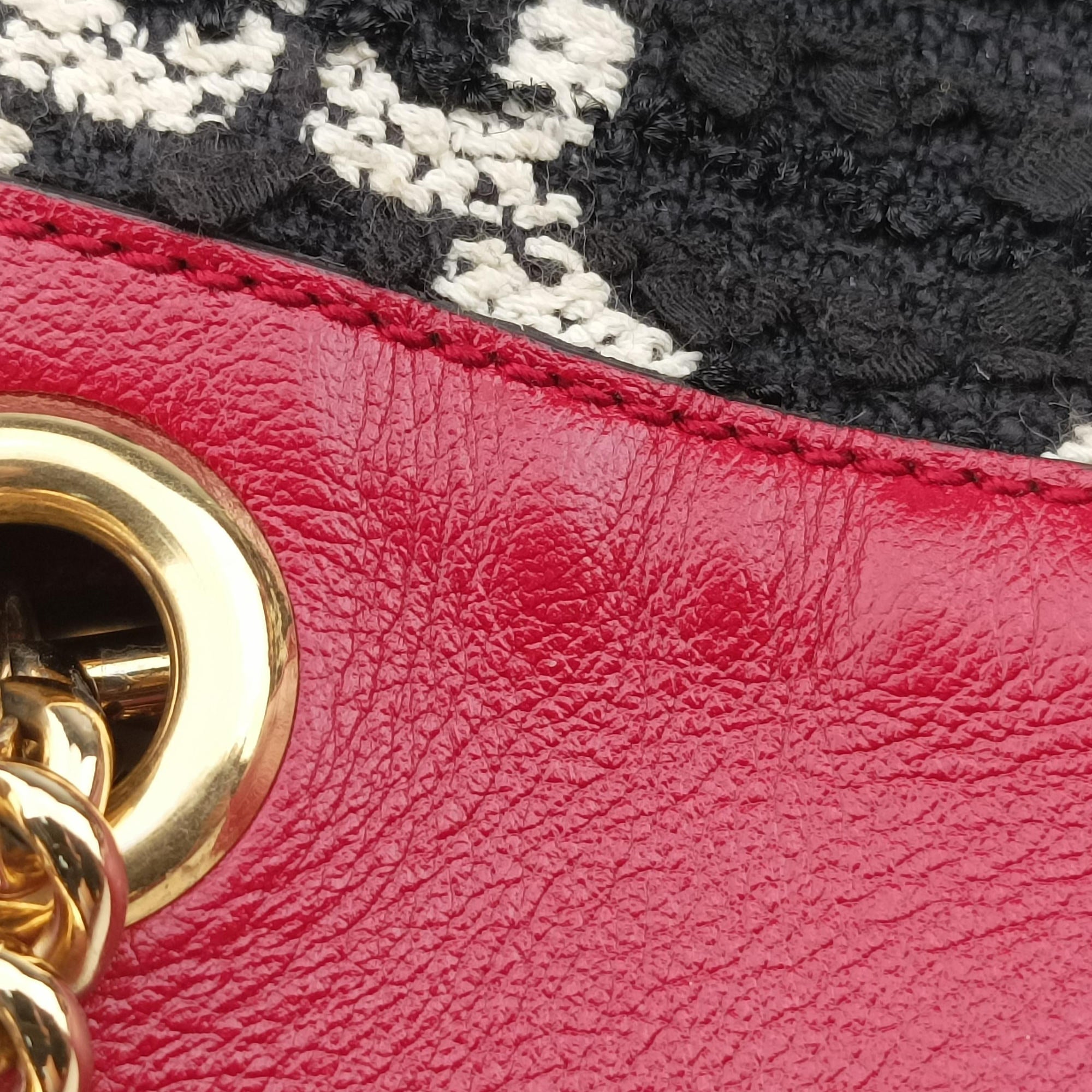 Secondhand Gucci Rajah Black × Red × Multi Tweed×Leather 537219 shoulderbag | stylenewstar