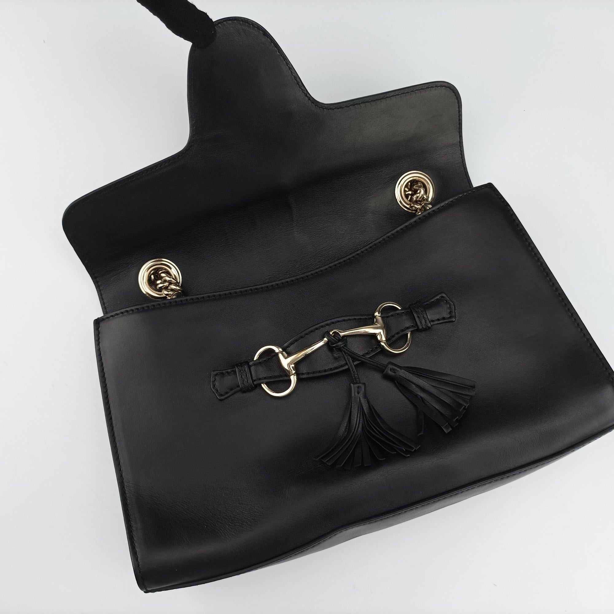 Pre-owned Gucci Emily Black Leather 295402 shoulderbag | stylenewstar