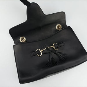Pre-owned Gucci Emily Black Leather 295402 shoulderbag | stylenewstar