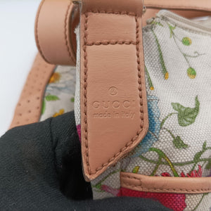 Pre-owned Gucci Flora Multicolour×White canvas×leather 145857 shoulderbag | stylenewstar