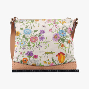 Pre-owned Gucci Flora Multicolour×White canvas×leather 145857 shoulderbag | stylenewstar