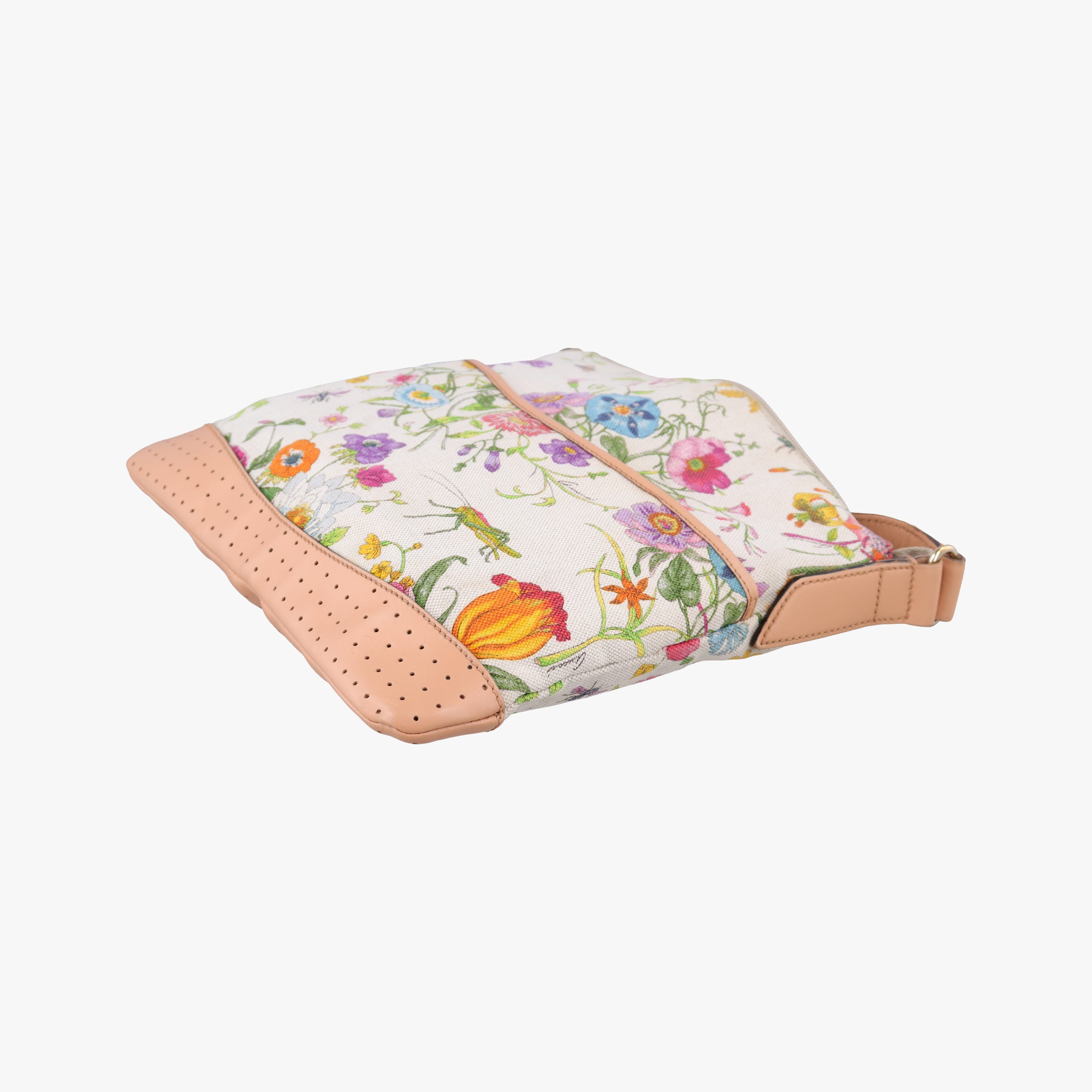 Pre-owned Gucci Flora Multicolour×White canvas×leather 145857 shoulderbag | stylenewstar