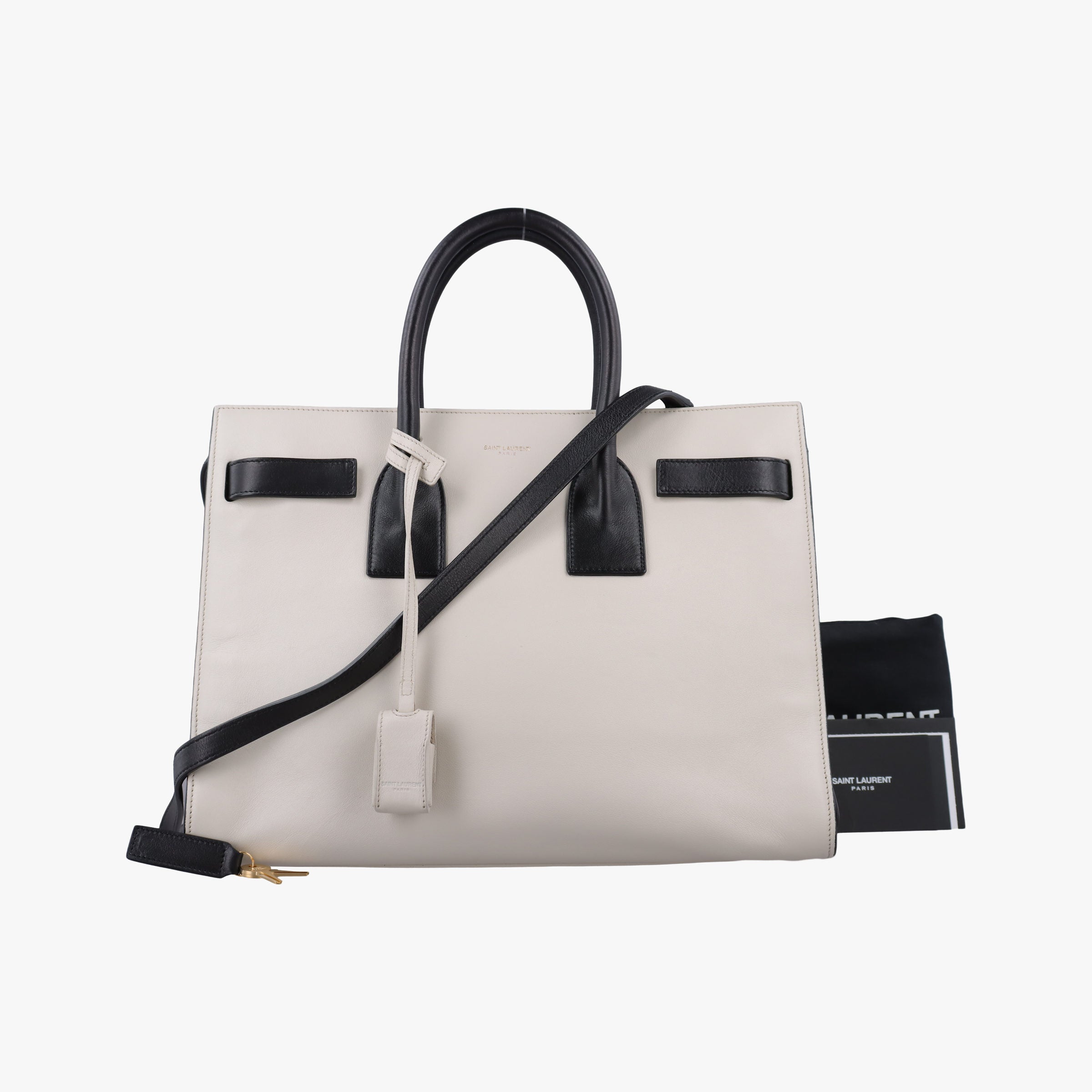 Pre-owned Yves Saint Laurent SAC DE JOUR White×black Leather 324823 shoulderbag | stylenewstar