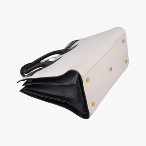 Pre-owned Yves Saint Laurent SAC DE JOUR White×black Leather 324823 shoulderbag | stylenewstar