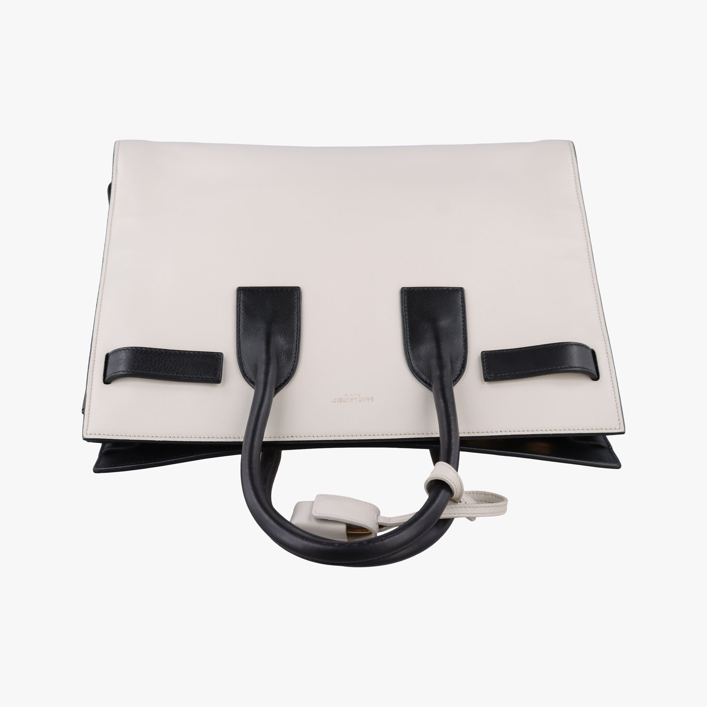 Pre-owned Yves Saint Laurent SAC DE JOUR White×black Leather 324823 shoulderbag | stylenewstar