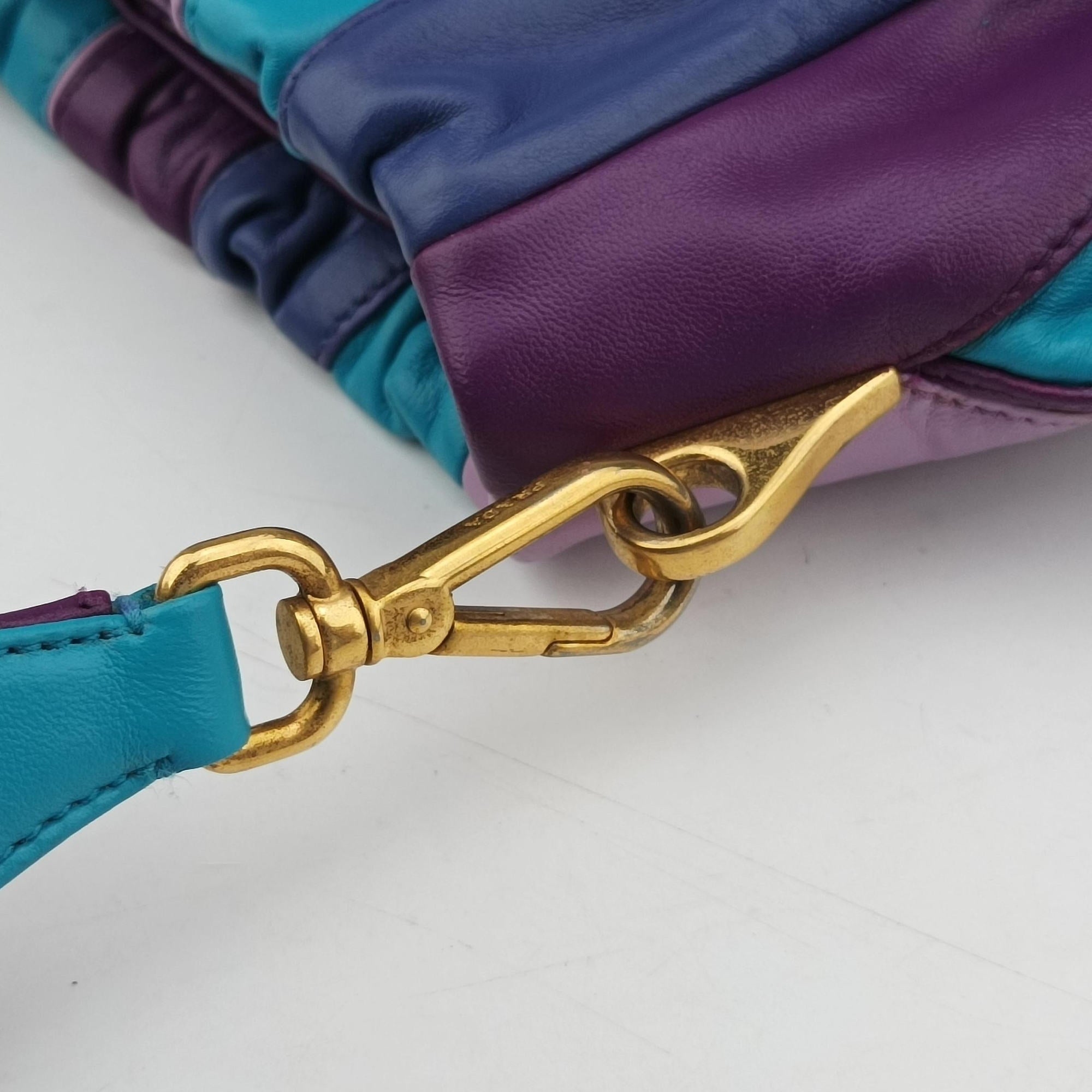 Pre-owned Prada  Trembled Blossoms Multicolor Purple × Blue Nappa Leather BN1680 shoulderbag | stylenewstar