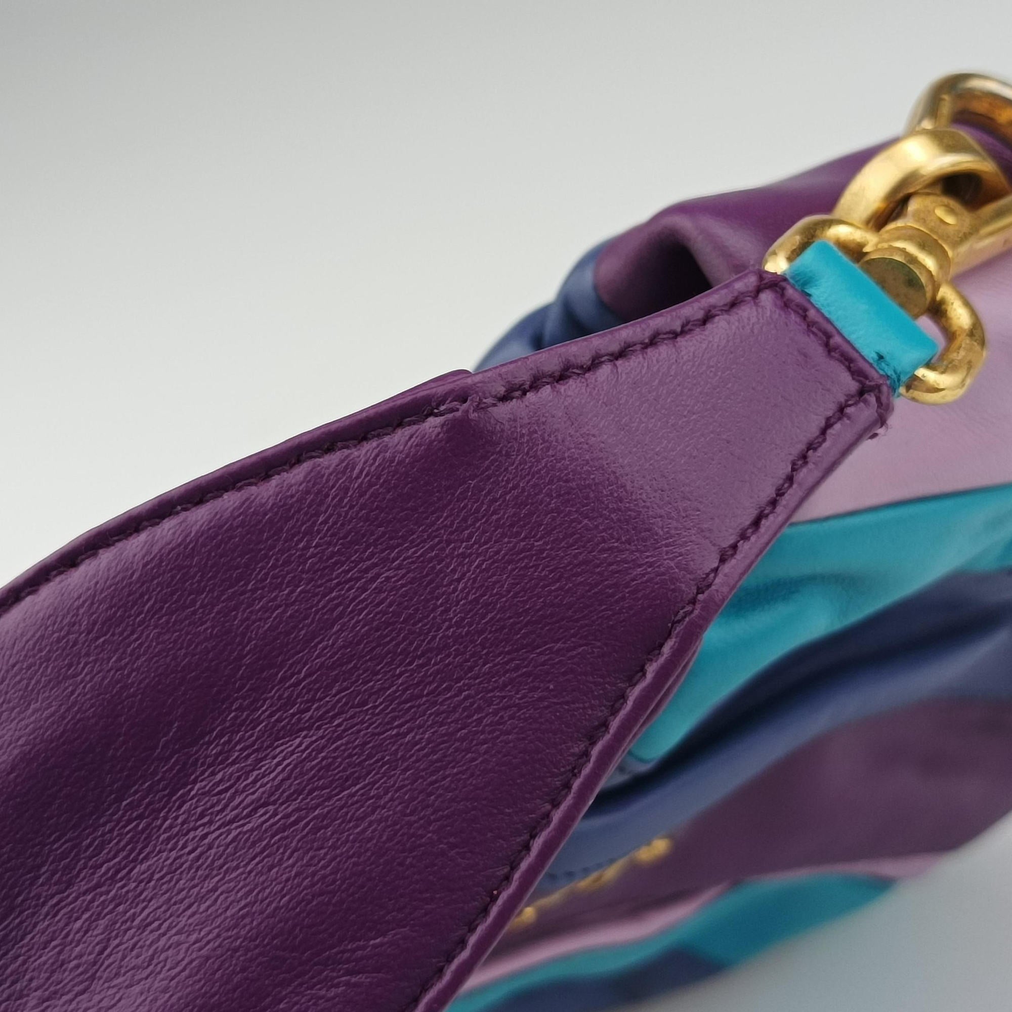 Pre-owned Prada  Trembled Blossoms Multicolor Purple × Blue Nappa Leather BN1680 shoulderbag | stylenewstar