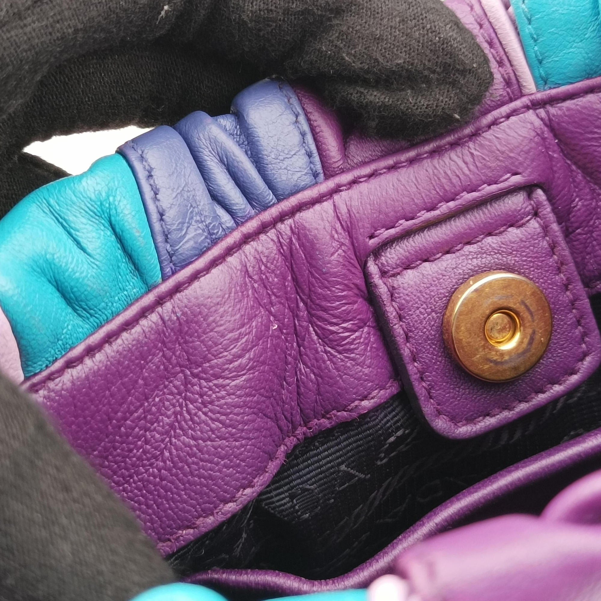 Pre-owned Prada  Trembled Blossoms Multicolor Purple × Blue Nappa Leather BN1680 shoulderbag | stylenewstar