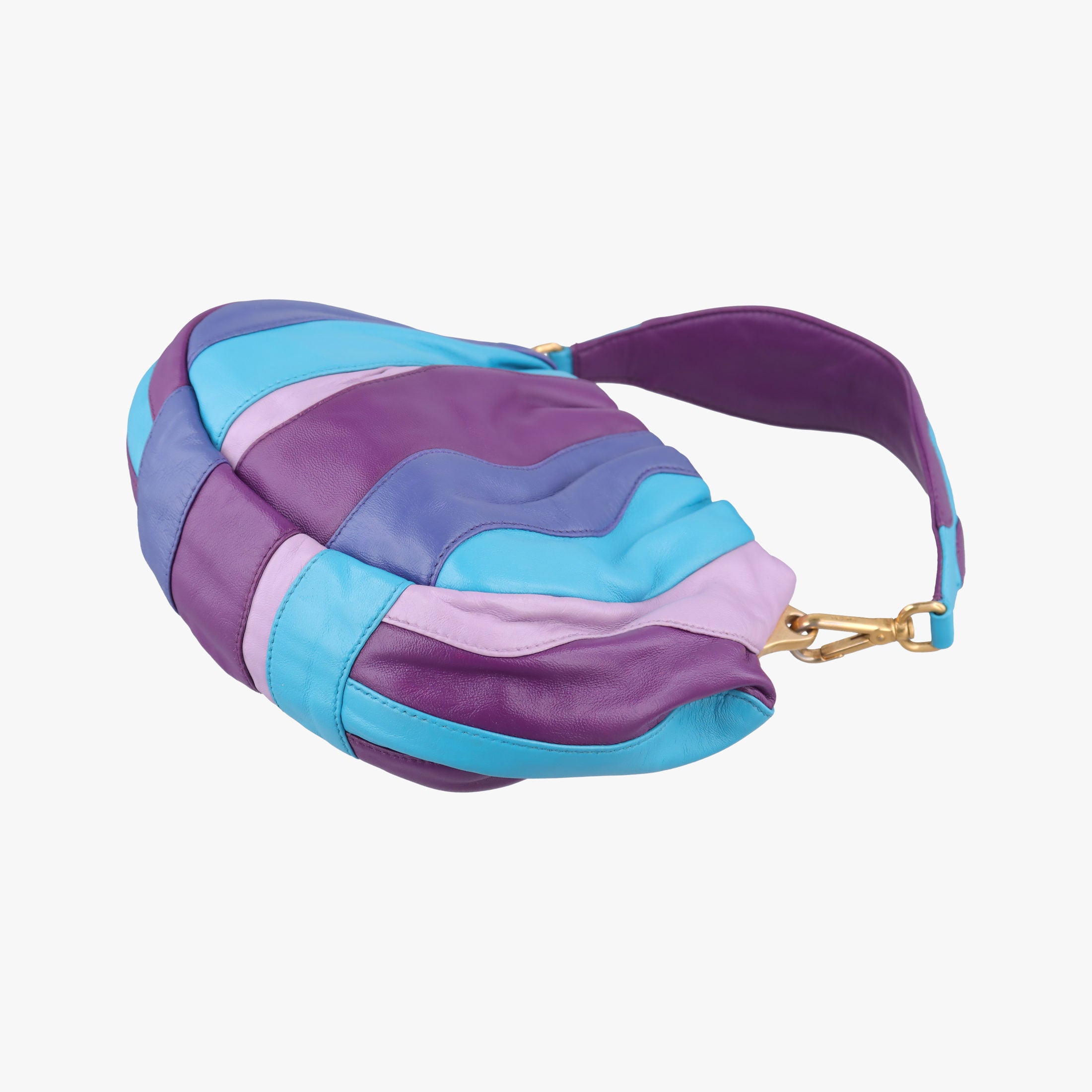 Pre-owned Prada  Trembled Blossoms Multicolor Purple × Blue Nappa Leather BN1680 shoulderbag | stylenewstar