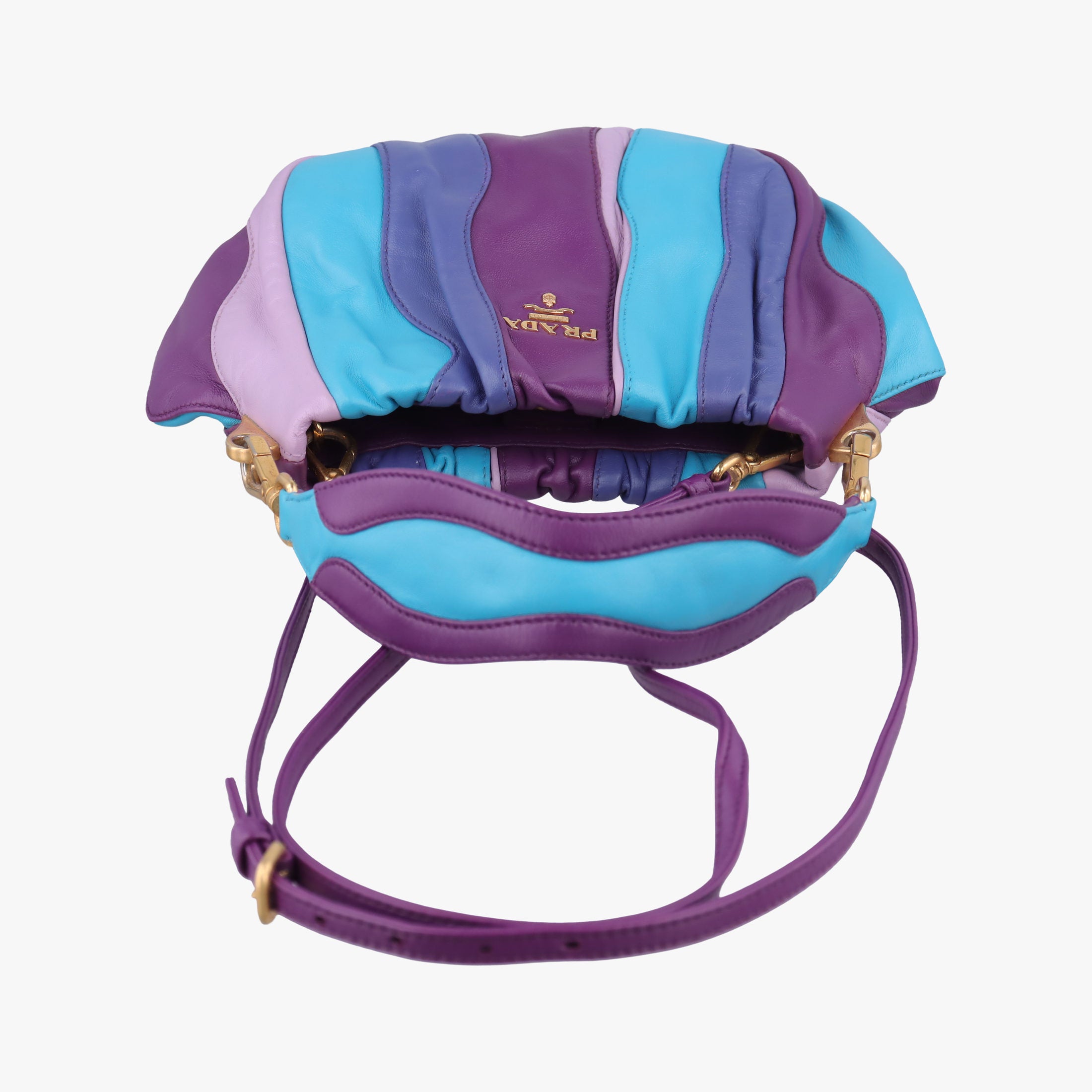 Pre-owned Prada  Trembled Blossoms Multicolor Purple × Blue Nappa Leather BN1680 shoulderbag | stylenewstar