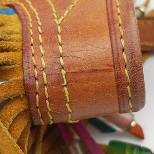 Vintage Louis Vuitton Fringe Bucket Bag Blanc × Multicolor Monogram Multicolore Coated Canvas × Suede Fringe M40109 handbag | stylenewstar