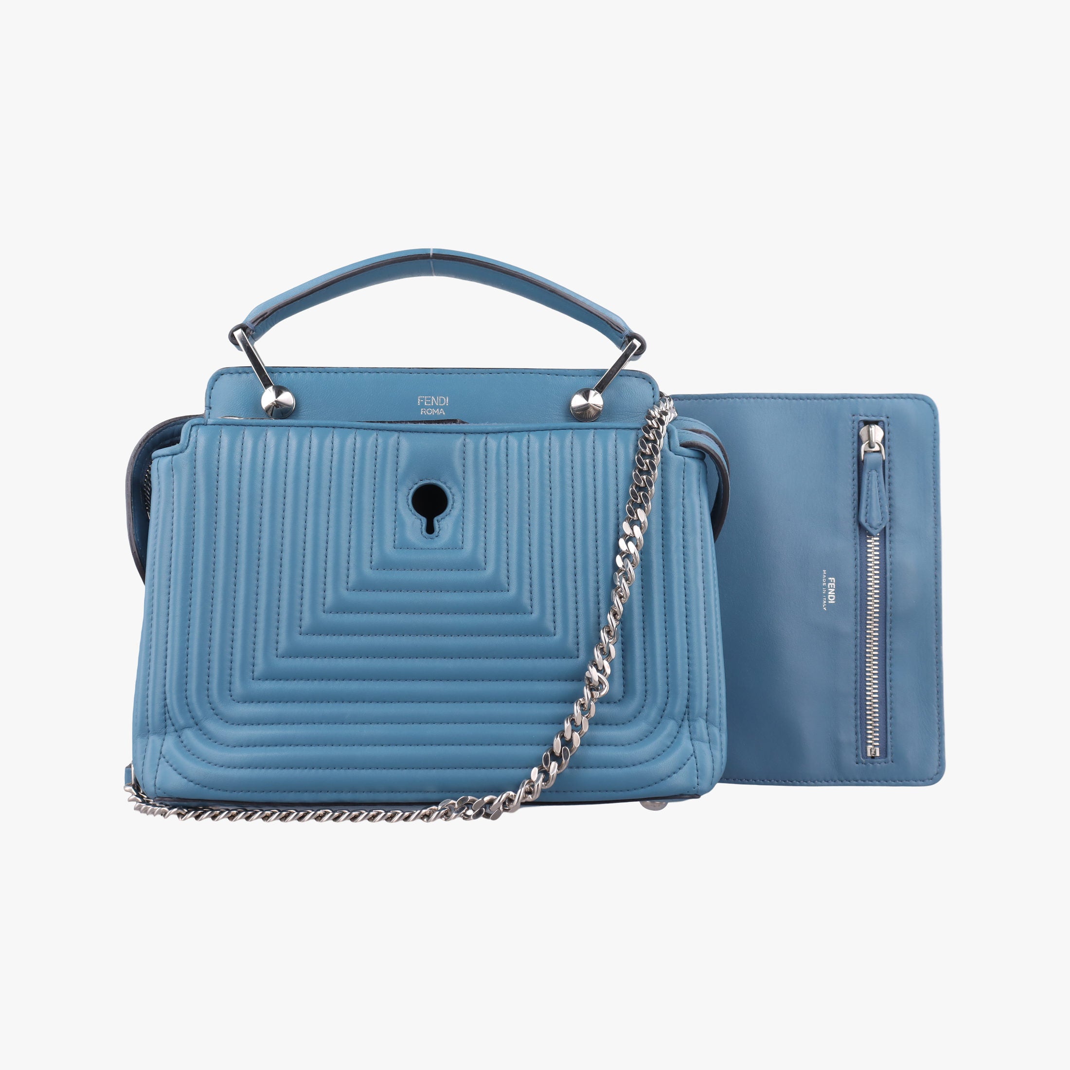 Pre-owned Fendi Dotcom Click Small Blue Leather 8BN299 shoulderbag | stylenewstar