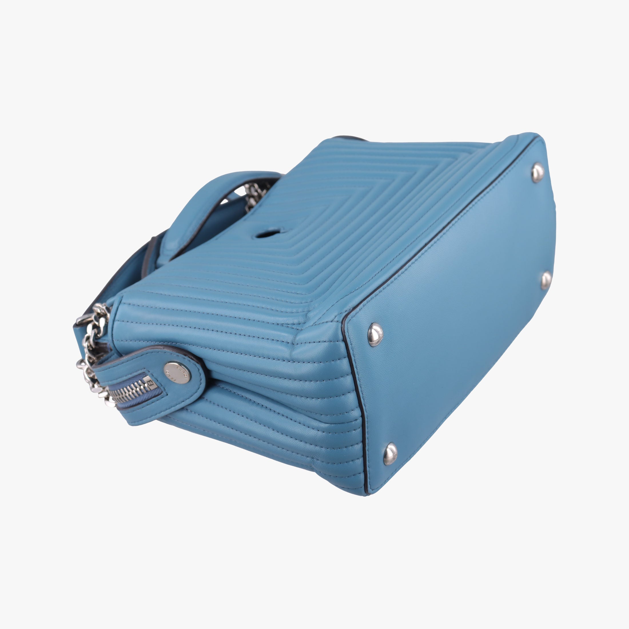 Pre-owned Fendi Dotcom Click Small Blue Leather 8BN299 shoulderbag | stylenewstar