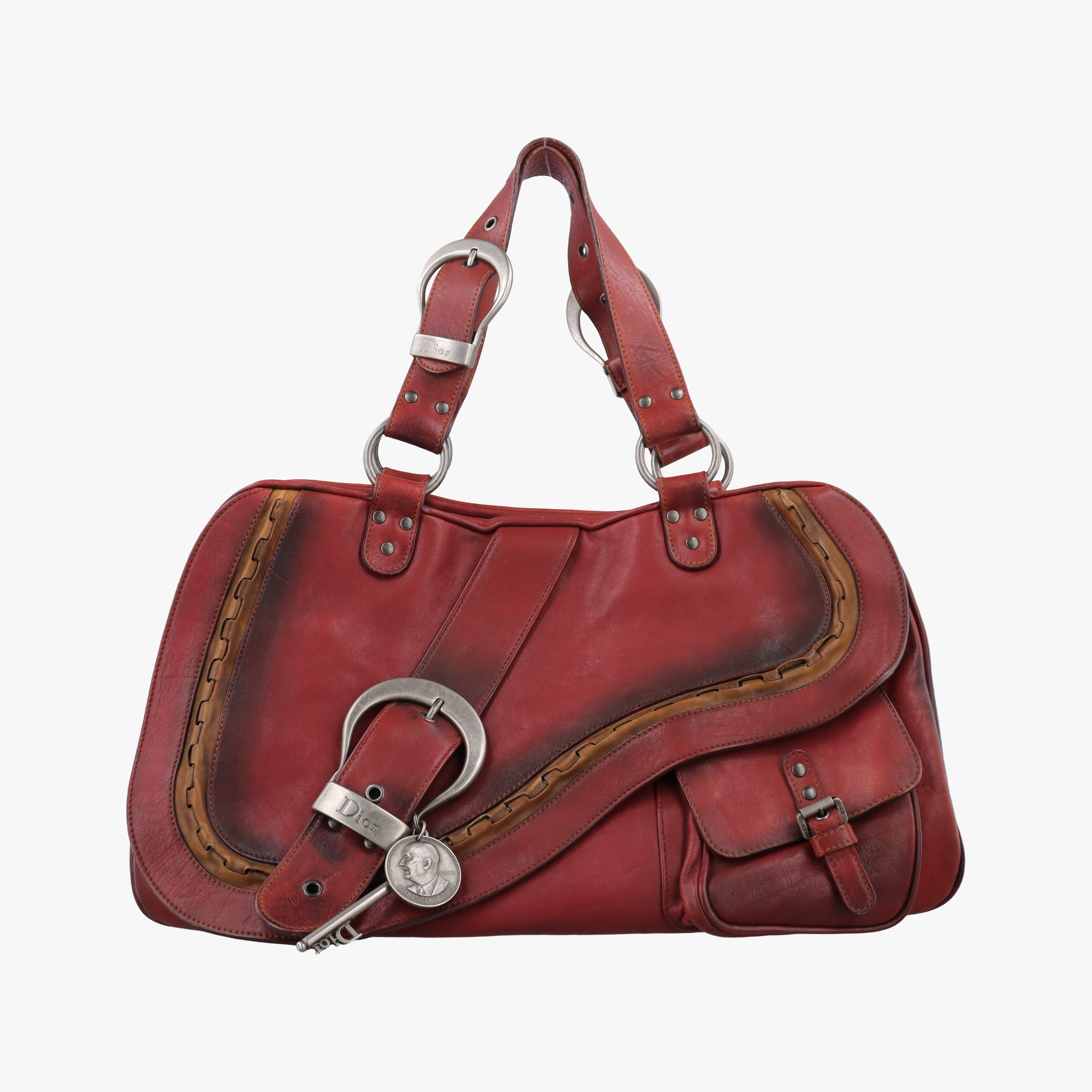 Secondhand Christian Dior Gaucho Red Leather  handbag | stylenewstar