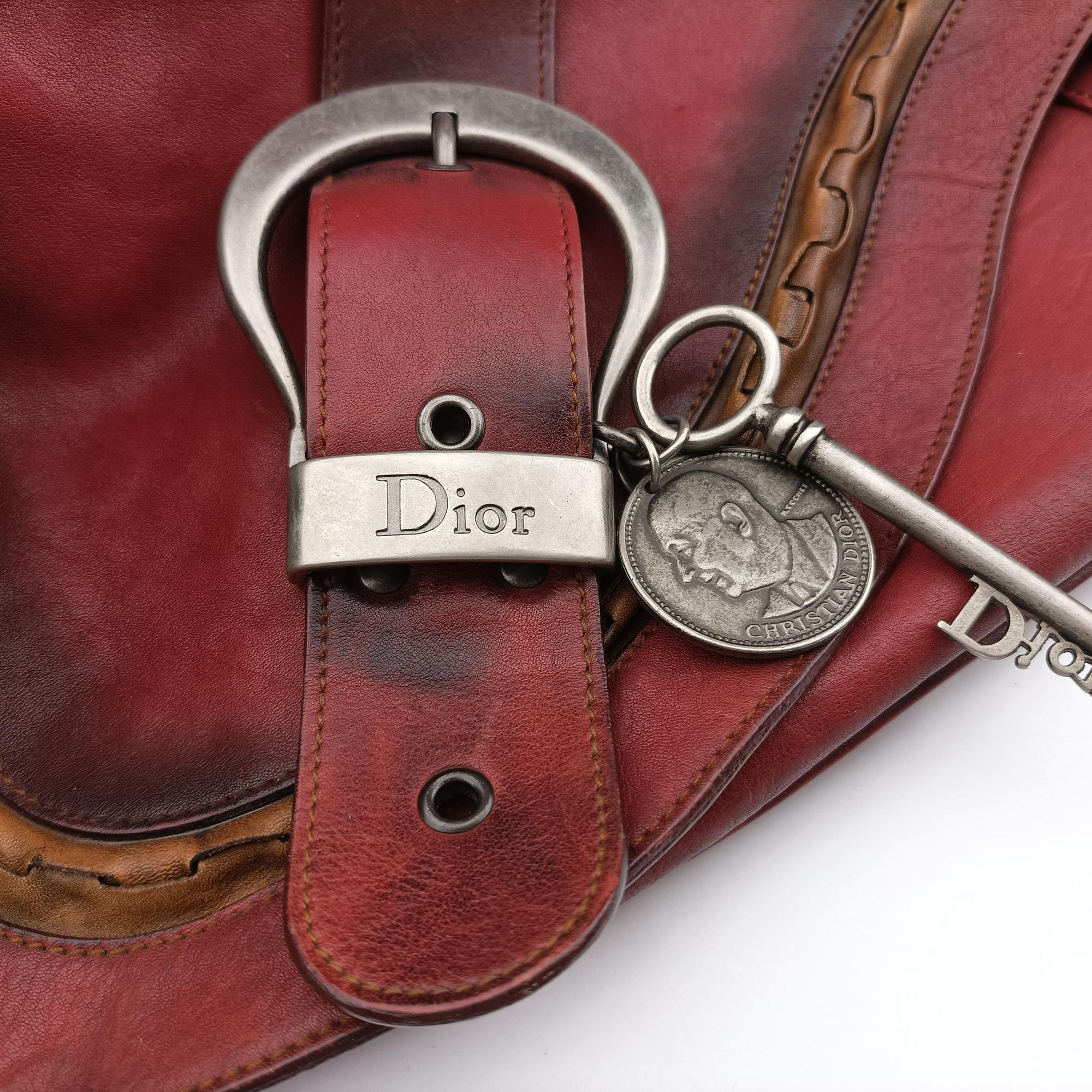 Secondhand Christian Dior Gaucho Red Leather  handbag | stylenewstar