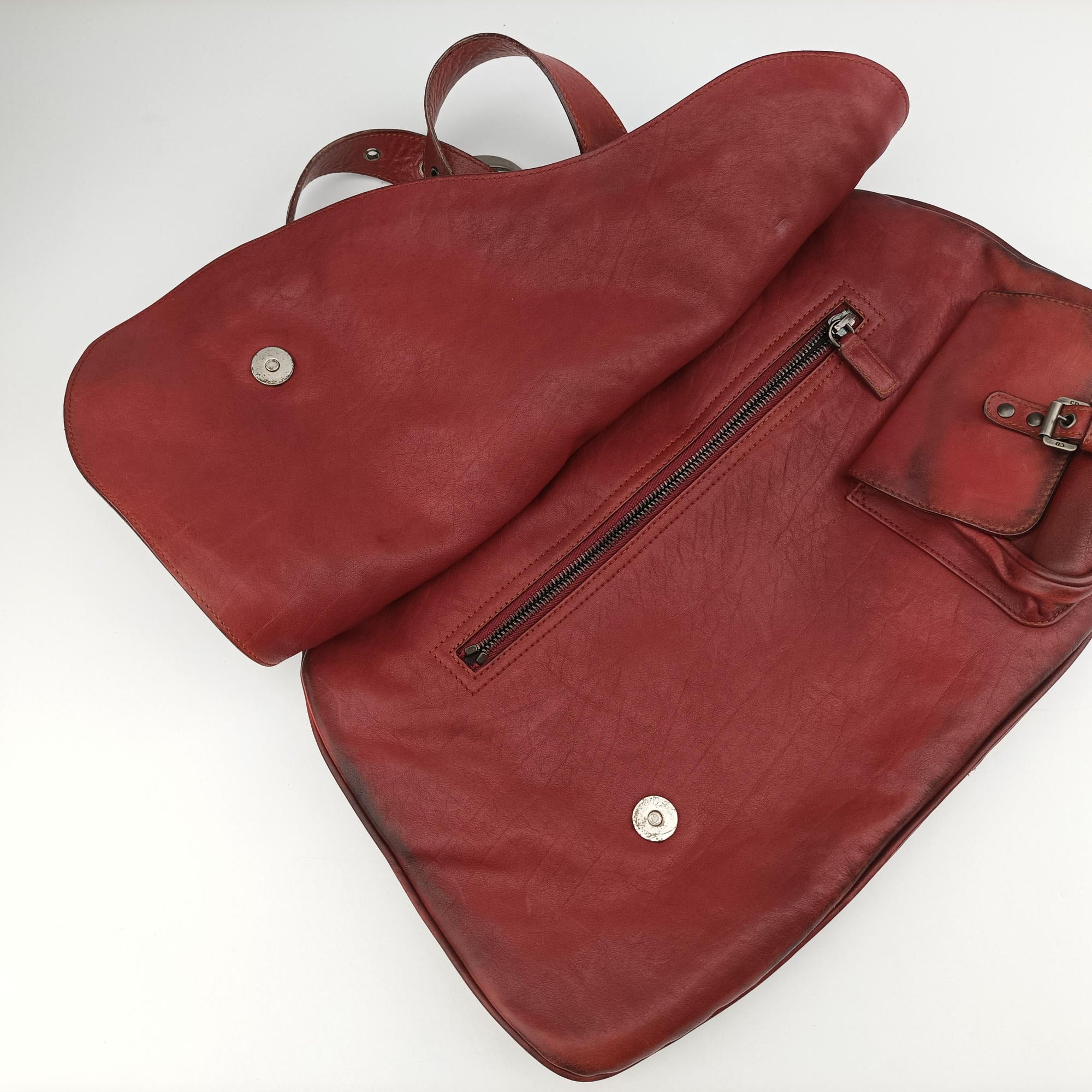 Secondhand Christian Dior Gaucho Red Leather  handbag | stylenewstar