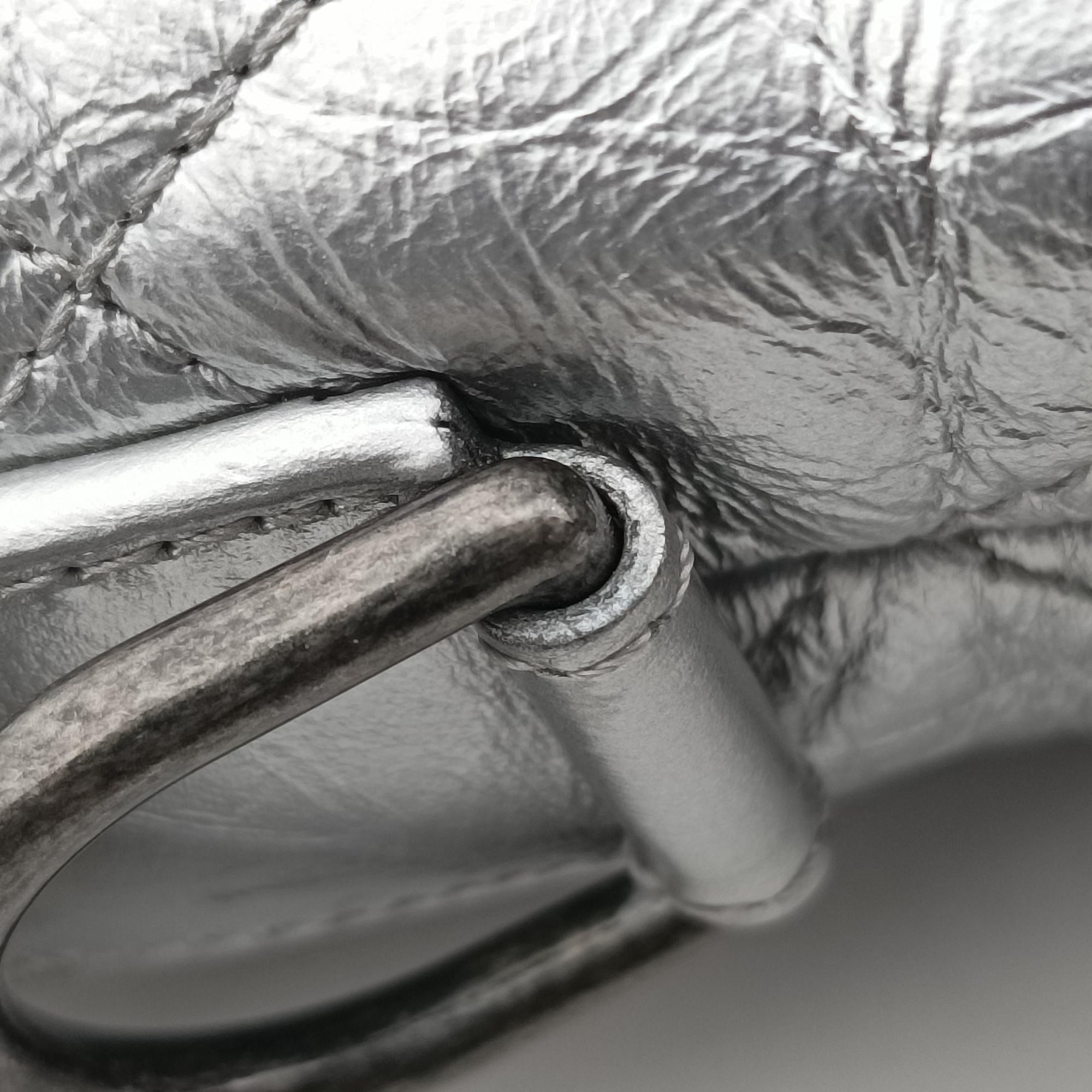 Pre-owned Chanel GABRIELLE Silver Leather A93825 shoulderbag | stylenewstar