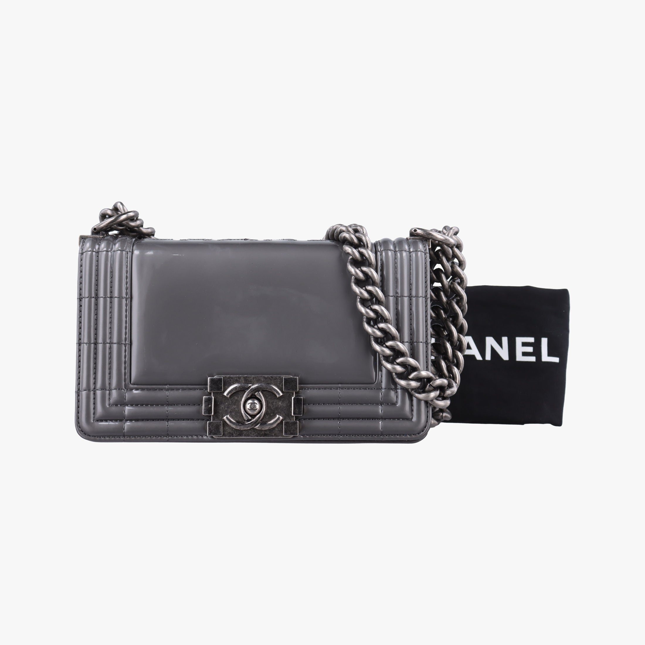 Pre-owned Chanel BOY CHANEL gray Leather A67017 shoulderbag | stylenewstar