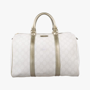 Pre-owned Gucci GG plus Spring Joy GG Supreme White PVC coated canvas 193603 handbag | stylenewstar
