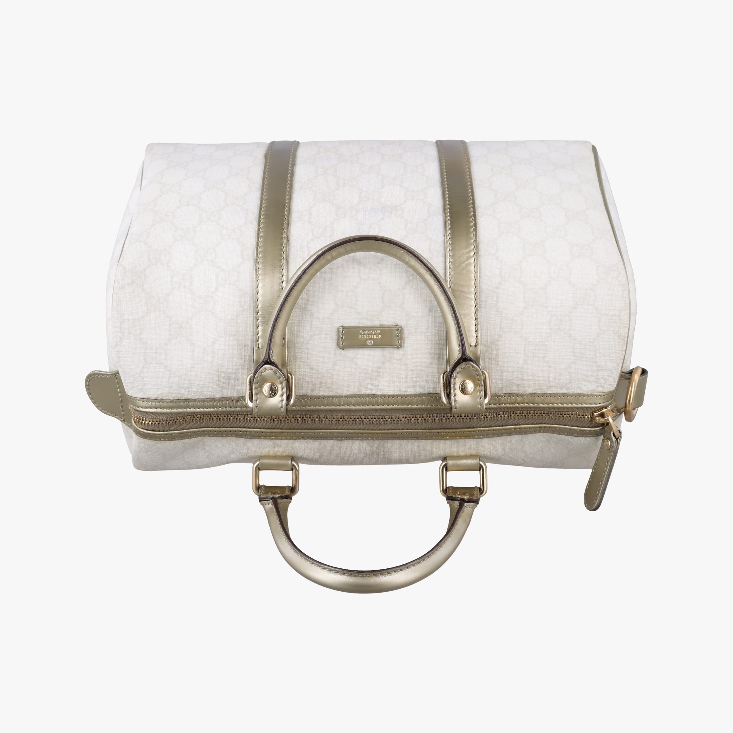 Pre-owned Gucci GG plus Spring Joy GG Supreme White PVC coated canvas 193603 handbag | stylenewstar