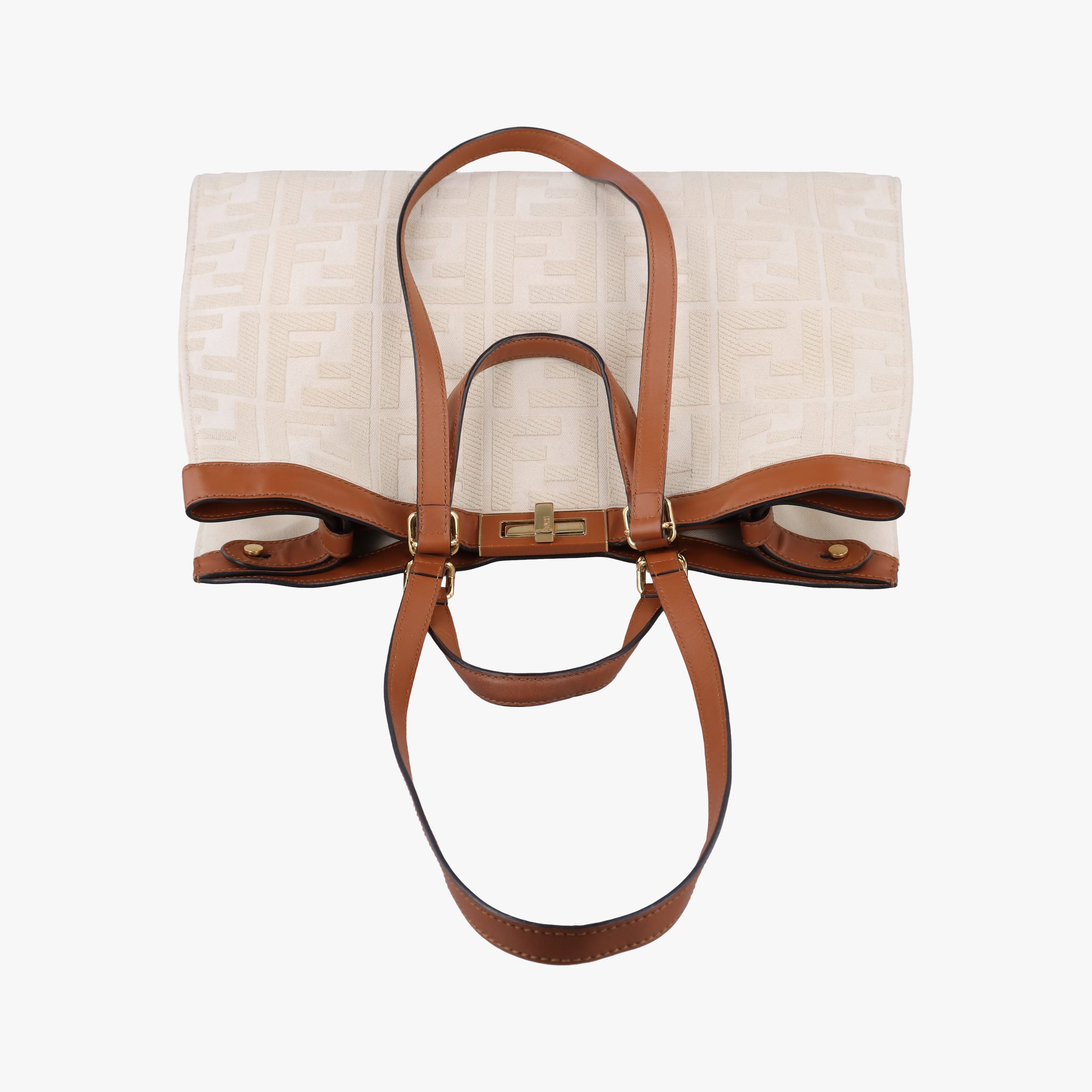 Pre-owned Fendi Peekaboo Beige canvas 8BH374 shoulderbag | stylenewstar