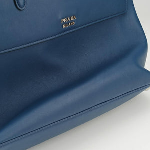 Pre-owned Prada Half Flap Double Turn Lock Blue SAFFIANO Leather BN2821 shoulderbag | stylenewstar