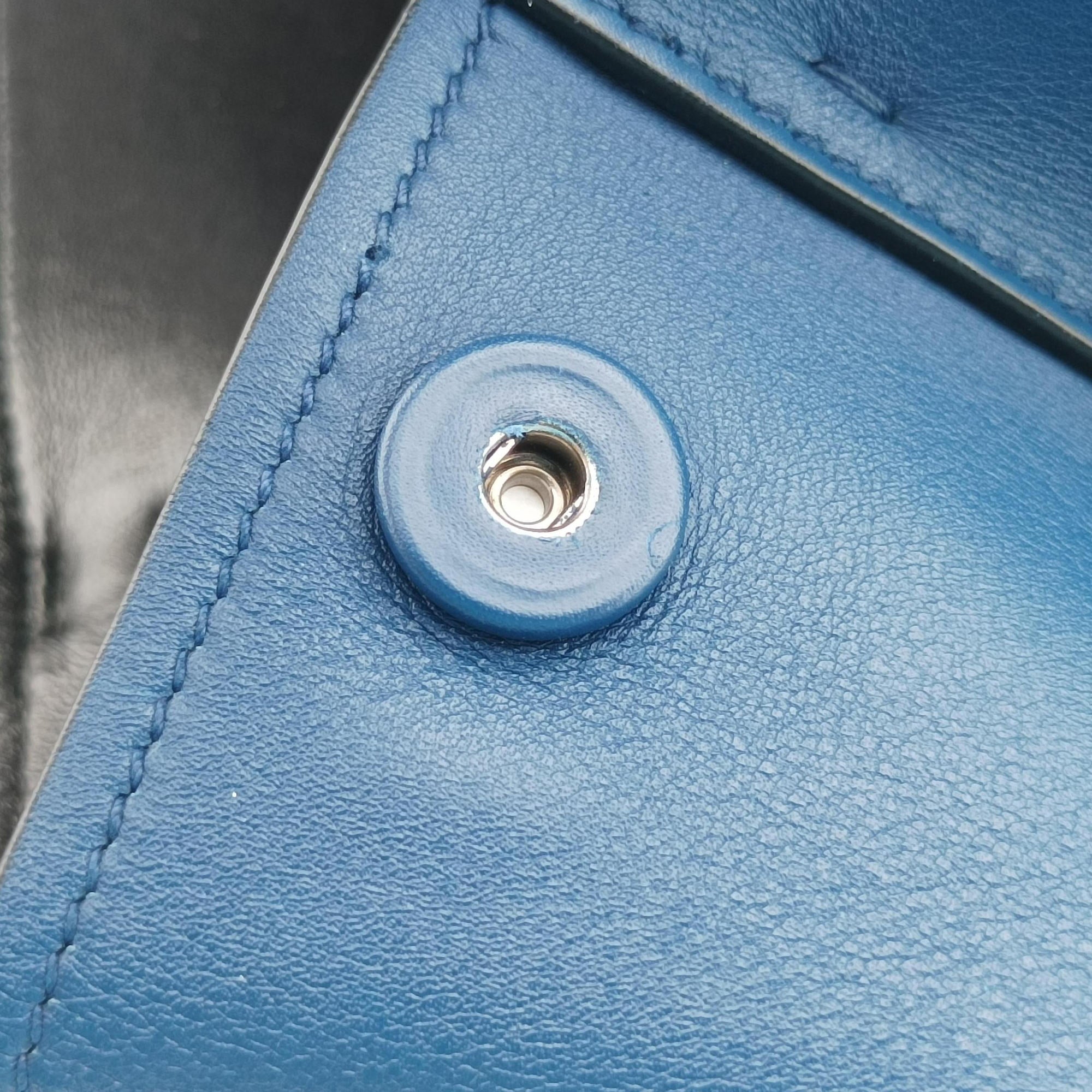 Pre-owned Prada Half Flap Double Turn Lock Blue SAFFIANO Leather BN2821 shoulderbag | stylenewstar