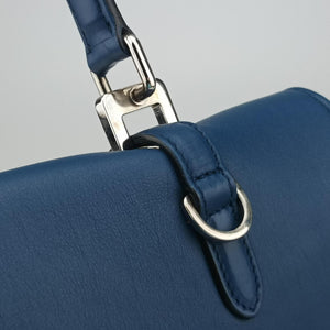 Pre-owned Prada Half Flap Double Turn Lock Blue SAFFIANO Leather BN2821 shoulderbag | stylenewstar