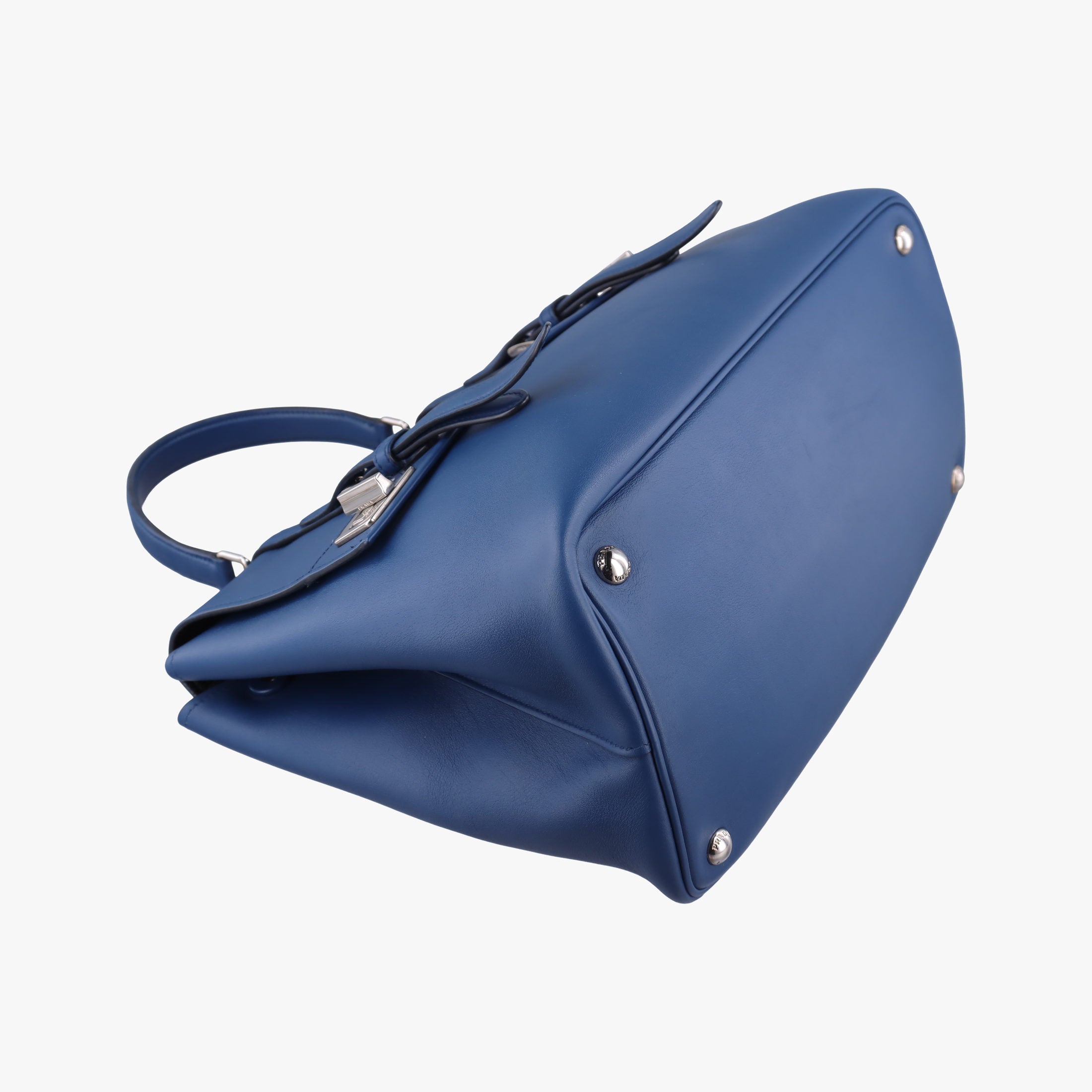 Pre-owned Prada Half Flap Double Turn Lock Blue SAFFIANO Leather BN2821 shoulderbag | stylenewstar