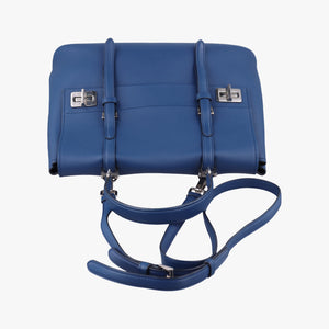 Pre-owned Prada Half Flap Double Turn Lock Blue SAFFIANO Leather BN2821 shoulderbag | stylenewstar