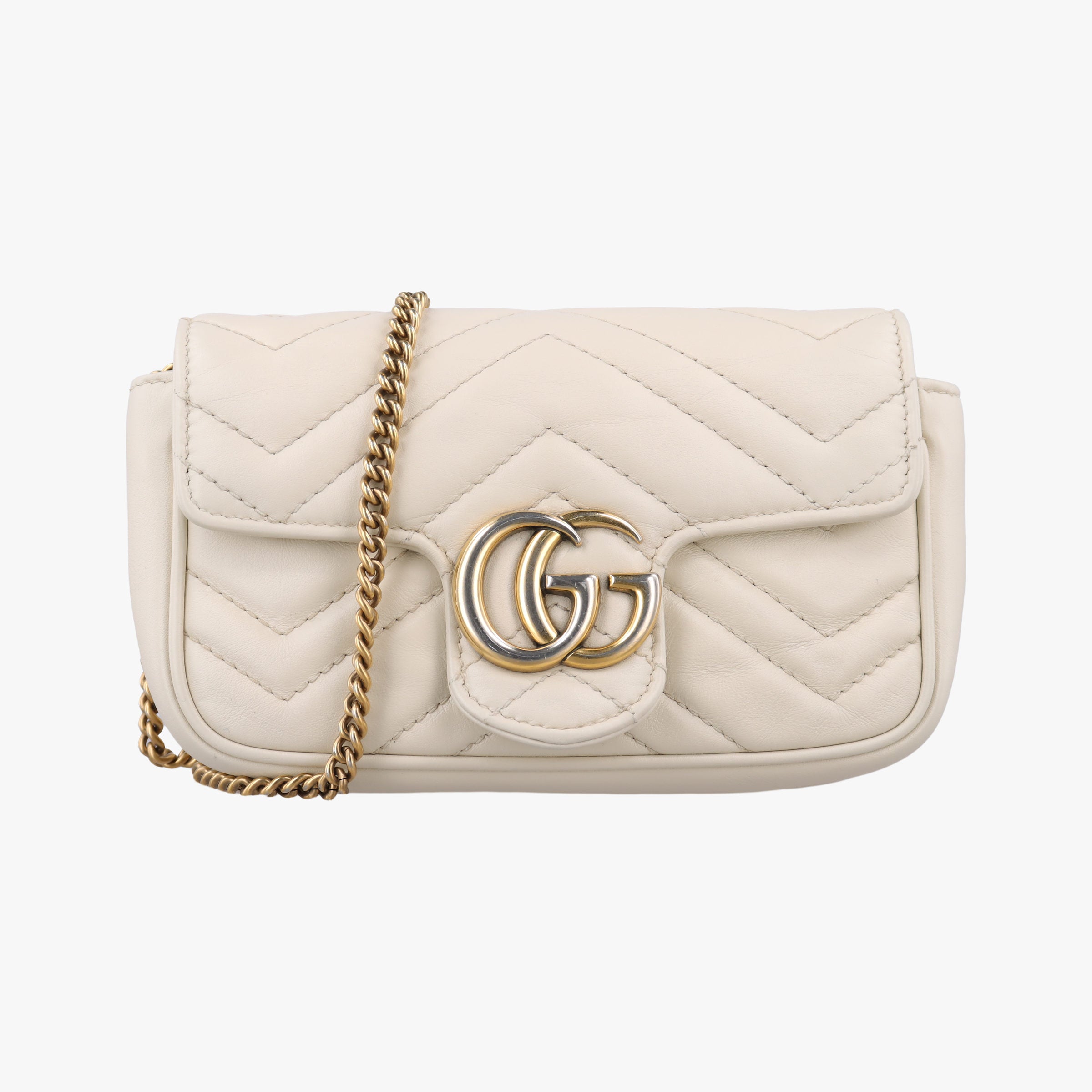 Pre-owned Gucci GG Marmont White Leather 476433 shoulderbag | stylenewstar