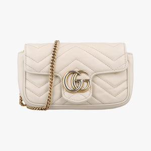 Pre-owned Gucci GG Marmont White Leather 476433 shoulderbag | stylenewstar