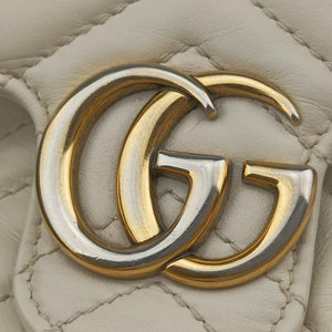 Pre-owned Gucci GG Marmont White Leather 476433 shoulderbag | stylenewstar