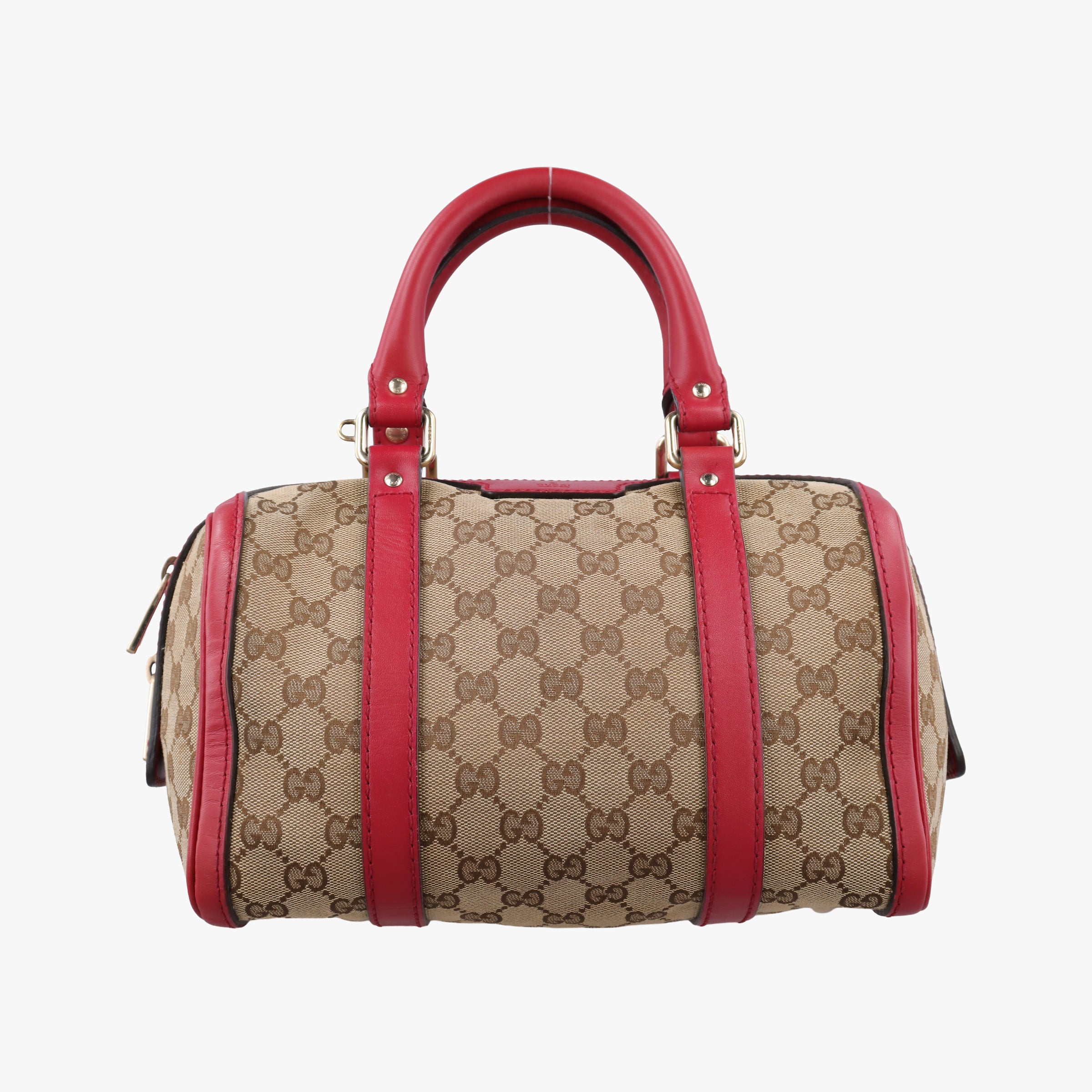 Pre-owned Gucci Sherry Line khaki×red canvas×leather 269876 shoulderbag | stylenewstar