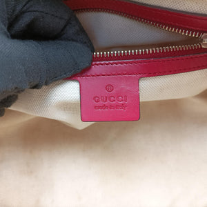 Pre-owned Gucci Sherry Line khaki×red canvas×leather 269876 shoulderbag | stylenewstar