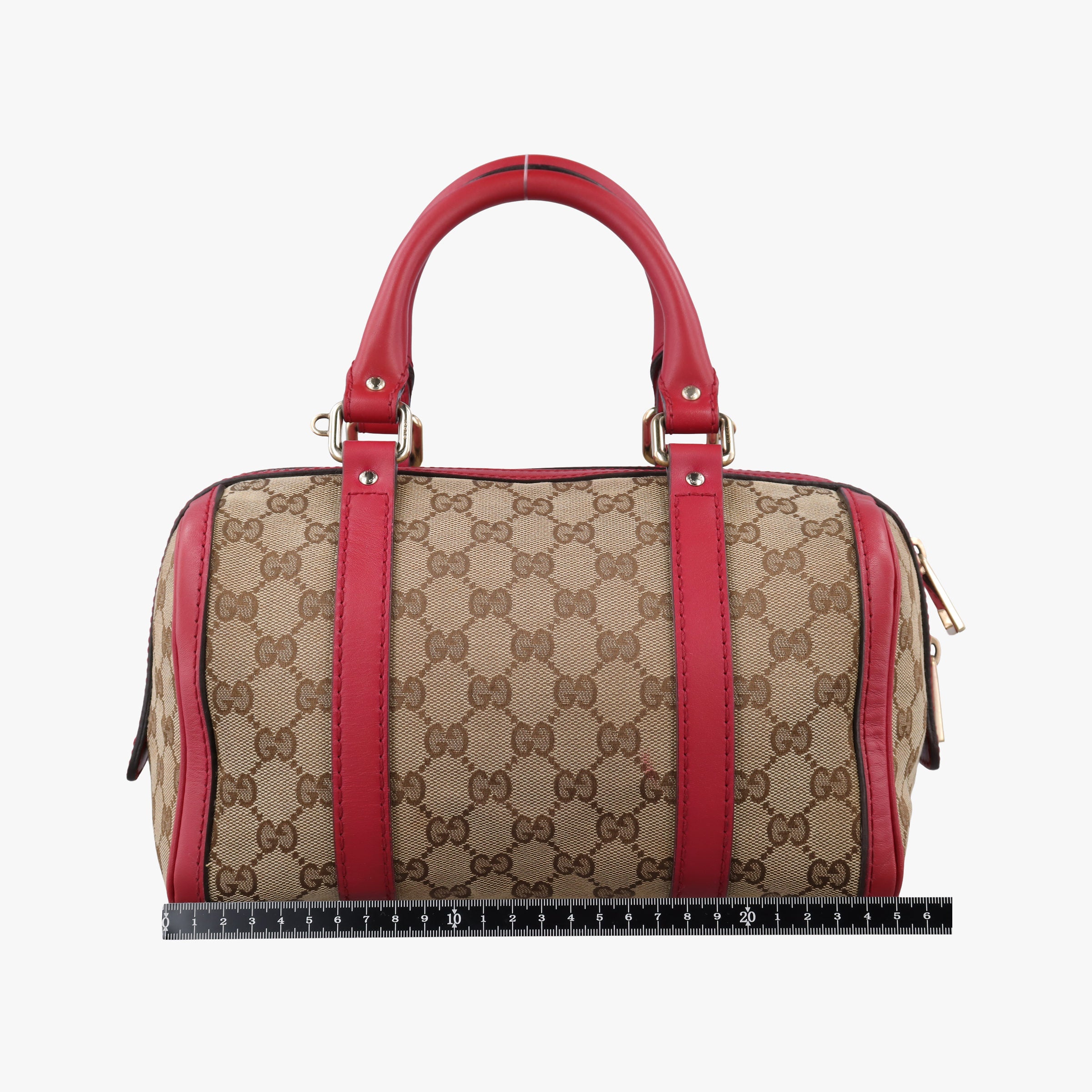 Pre-owned Gucci Sherry Line khaki×red canvas×leather 269876 shoulderbag | stylenewstar