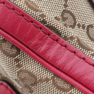 Pre-owned Gucci Sherry Line khaki×red canvas×leather 269876 shoulderbag | stylenewstar