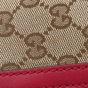 Pre-owned Gucci Sherry Line khaki×red canvas×leather 269876 shoulderbag | stylenewstar