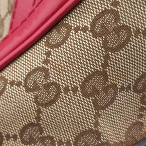 Pre-owned Gucci Sherry Line khaki×red canvas×leather 269876 shoulderbag | stylenewstar