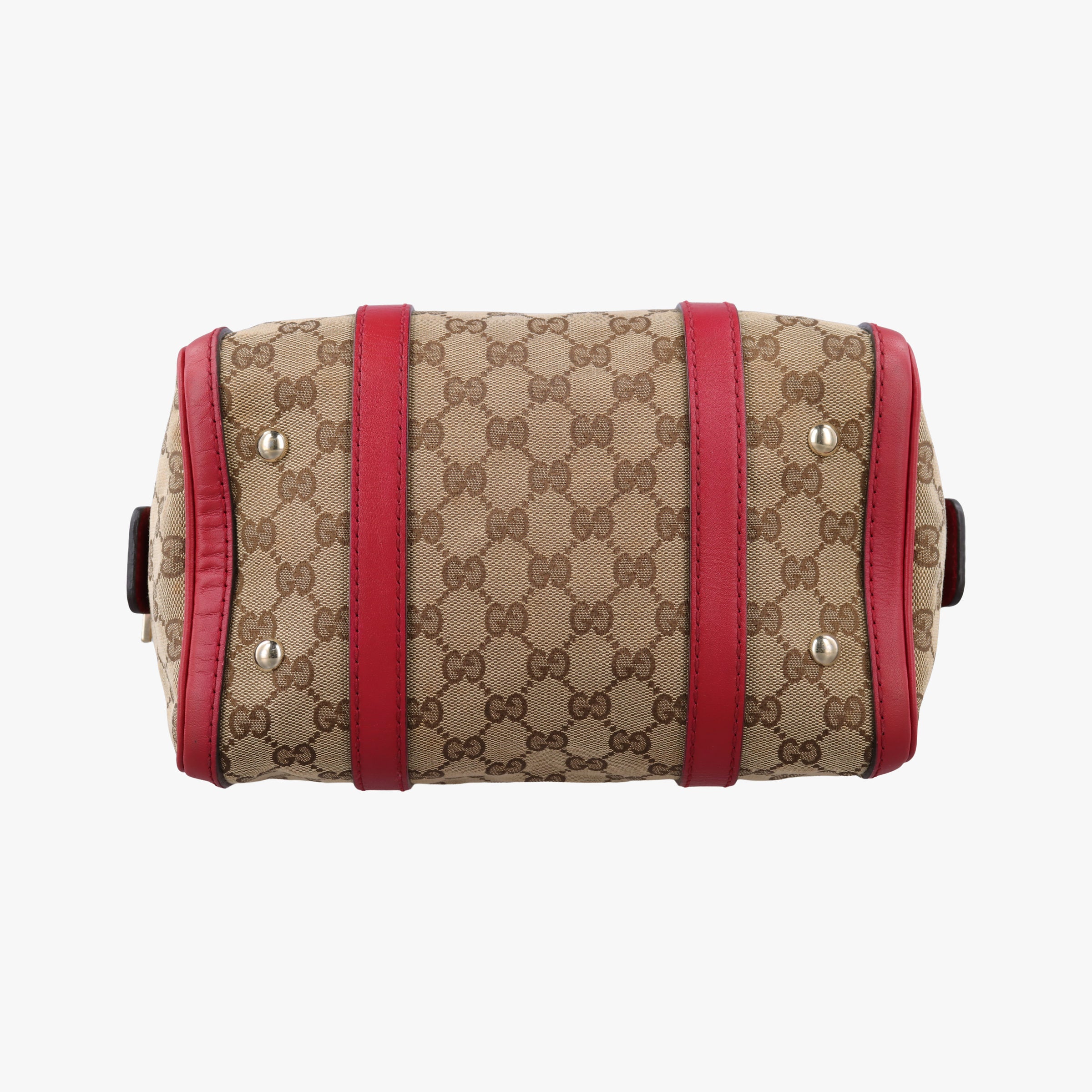 Pre-owned Gucci Sherry Line khaki×red canvas×leather 269876 shoulderbag | stylenewstar
